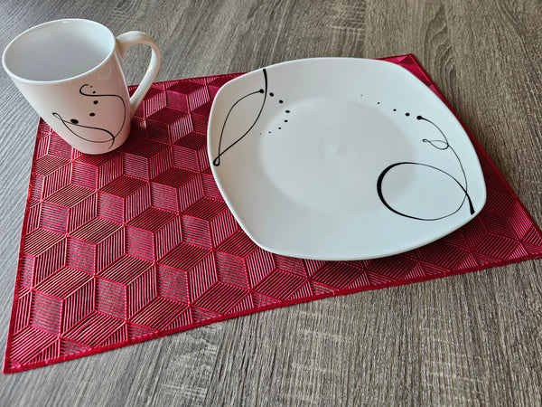 Red Squares Table Placemat Set 4 Pack- Free Shipping!