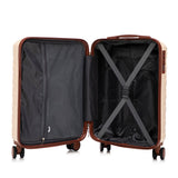 Beige 2PC Luggage ABS Spinner Wheel Set with Combination Lock - 14" & 20" Cosmetic Case (Beige)