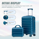 Dark Blue 2PC Luggage ABS Spinner Wheel Set with Combination Lock - 14" & 20" Cosmetic Case (Dark Blue)