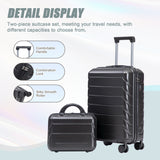 Dark Gray 2PC Luggage ABS Spinner Wheel Set with Combination Lock - 14" & 20" Cosmetic Case (Dark Gray)