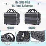 Dark Gray 2PC Luggage ABS Spinner Wheel Set with Combination Lock - 14" & 20" Cosmetic Case (Dark Gray)