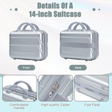 Silver 2PC Luggage ABS Spinner Wheel Set with Combination Lock - 14" & 20" Cosmetic Case (Silver)