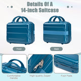Dark Blue 2PC Luggage ABS Spinner Wheel Set with Combination Lock - 14" & 20" Cosmetic Case (Dark Blue)