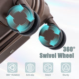 Brown 2PC Luggage ABS Spinner Wheel Set with Combination Lock - 14" & 20" Cosmetic Case (Brown)