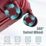 Wine Red 2PC Luggage ABS Spinner Wheel Set with Combination Lock - 14" & 20" Cosmetic Case (Wine Red)