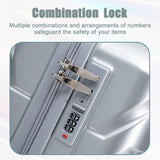 Silver 2PC Luggage ABS Spinner Wheel Set with Combination Lock - 14" & 20" Cosmetic Case (Silver)
