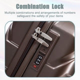 Brown 2PC Luggage ABS Spinner Wheel Set with Combination Lock - 14" & 20" Cosmetic Case (Brown)