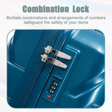 Dark Blue 2PC Luggage ABS Spinner Wheel Set with Combination Lock - 14" & 20" Cosmetic Case (Dark Blue)