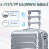 Silver 2PC Luggage ABS Spinner Wheel Set with Combination Lock - 14" & 20" Cosmetic Case (Silver)