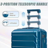 Dark Blue 2PC Luggage ABS Spinner Wheel Set with Combination Lock - 14" & 20" Cosmetic Case (Dark Blue)