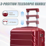 Wine Red 2PC Luggage ABS Spinner Wheel Set with Combination Lock - 14" & 20" Cosmetic Case (Wine Red)