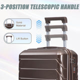 Brown 2PC Luggage ABS Spinner Wheel Set with Combination Lock - 14" & 20" Cosmetic Case (Brown)