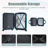 Dark Blue 2PC Luggage ABS Spinner Wheel Set with Combination Lock - 14" & 20" Cosmetic Case (Dark Blue)