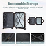 Brown 2PC Luggage ABS Spinner Wheel Set with Combination Lock - 14" & 20" Cosmetic Case (Brown)
