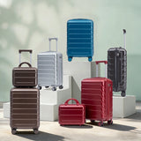 Silver 2PC Luggage ABS Spinner Wheel Set with Combination Lock - 14" & 20" Cosmetic Case (Silver)