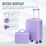 Blue Purple 2PC Luggage ABS Spinner Wheel Set with Combination Lock - 14" & 20" Cosmetic Case (Blue Purple)