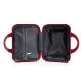 Wine Red 2PC Luggage ABS Spinner Wheel Set with Combination Lock - 14" & 20" Cosmetic Case (Wine Red)