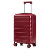 Wine Red 2PC Luggage ABS Spinner Wheel Set with Combination Lock - 14" & 20" Cosmetic Case (Wine Red)