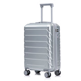 Silver 2PC Luggage ABS Spinner Wheel Set with Combination Lock - 14" & 20" Cosmetic Case (Silver)