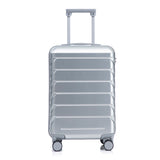 Silver 2PC Luggage ABS Spinner Wheel Set with Combination Lock - 14" & 20" Cosmetic Case (Silver)