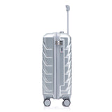 Silver 2PC Luggage ABS Spinner Wheel Set with Combination Lock - 14" & 20" Cosmetic Case (Silver)
