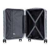 Silver 2PC Luggage ABS Spinner Wheel Set with Combination Lock - 14" & 20" Cosmetic Case (Silver)