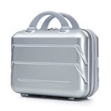 Silver 2PC Luggage ABS Spinner Wheel Set with Combination Lock - 14" & 20" Cosmetic Case (Silver)