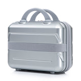 Silver 2PC Luggage ABS Spinner Wheel Set with Combination Lock - 14" & 20" Cosmetic Case (Silver)