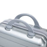 Silver 2PC Luggage ABS Spinner Wheel Set with Combination Lock - 14" & 20" Cosmetic Case (Silver)