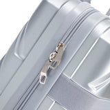Silver 2PC Luggage ABS Spinner Wheel Set with Combination Lock - 14" & 20" Cosmetic Case (Silver)