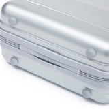 Silver 2PC Luggage ABS Spinner Wheel Set with Combination Lock - 14" & 20" Cosmetic Case (Silver)