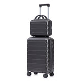 Dark Gray 2PC Luggage ABS Spinner Wheel Set with Combination Lock - 14" & 20" Cosmetic Case (Dark Gray)