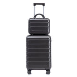Dark Gray 2PC Luggage ABS Spinner Wheel Set with Combination Lock - 14" & 20" Cosmetic Case (Dark Gray)