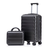 Dark Gray 2PC Luggage ABS Spinner Wheel Set with Combination Lock - 14" & 20" Cosmetic Case (Dark Gray)