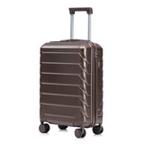 Brown 2PC Luggage ABS Spinner Wheel Set with Combination Lock - 14" & 20" Cosmetic Case (Brown)