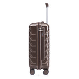 Brown 2PC Luggage ABS Spinner Wheel Set with Combination Lock - 14" & 20" Cosmetic Case (Brown)