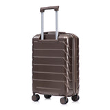 Brown 2PC Luggage ABS Spinner Wheel Set with Combination Lock - 14" & 20" Cosmetic Case (Brown)