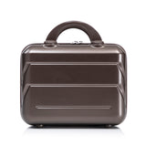 Brown 2PC Luggage ABS Spinner Wheel Set with Combination Lock - 14" & 20" Cosmetic Case (Brown)