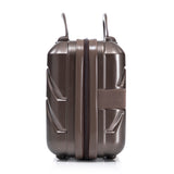 Brown 2PC Luggage ABS Spinner Wheel Set with Combination Lock - 14" & 20" Cosmetic Case (Brown)