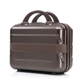 Brown 2PC Luggage ABS Spinner Wheel Set with Combination Lock - 14" & 20" Cosmetic Case (Brown)