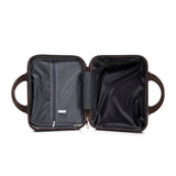 Brown 2PC Luggage ABS Spinner Wheel Set with Combination Lock - 14" & 20" Cosmetic Case (Brown)
