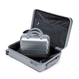 Silver 2PC Luggage ABS Spinner Wheel Set with Combination Lock - 14" & 20" Cosmetic Case (Silver)