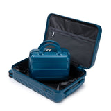 Dark Blue 2PC Luggage ABS Spinner Wheel Set with Combination Lock - 14" & 20" Cosmetic Case (Dark Blue)