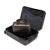 Brown 2PC Luggage ABS Spinner Wheel Set with Combination Lock - 14" & 20" Cosmetic Case (Brown)