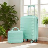 Mint Green 2PC Luggage ABS Spinner Wheel Set with Combination Lock - 14" & 20" Cosmetic Case (Mint Green)