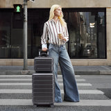 Dark Gray 2PC Luggage ABS Spinner Wheel Set with Combination Lock - 14" & 20" Cosmetic Case (Dark Gray)