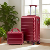 Wine Red 2PC Luggage ABS Spinner Wheel Set with Combination Lock - 14" & 20" Cosmetic Case (Wine Red)
