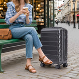 Dark Gray 2PC Luggage ABS Spinner Wheel Set with Combination Lock - 14" & 20" Cosmetic Case (Dark Gray)