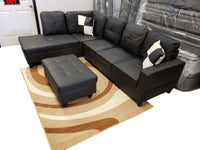 Large Size 2PC Sectional w/Pillows - BLACK