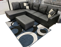 Large Size 2PC Sectional w/Pillows - BLACK